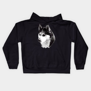 husky head - black-and-white Kids Hoodie